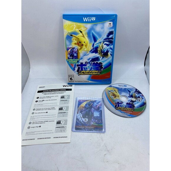 CIB Pokken Tournament w/Shadow Mewtwo Amiibo Card (Nintendo Wii U, 2016) Pokemon